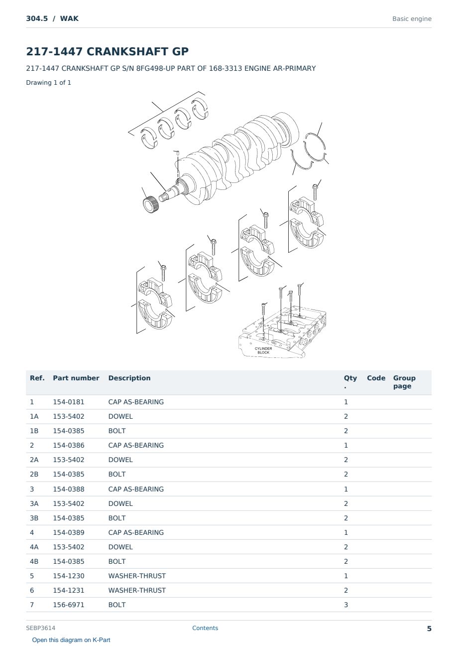 Caterpillar 304.5 S/N WAK Partsbook SEBP3614 (English) - sample page 5 of 10 Caterpillar 304.5 S/N WAK Partsbook SEBP3614 (English) - sample page 5 of 10