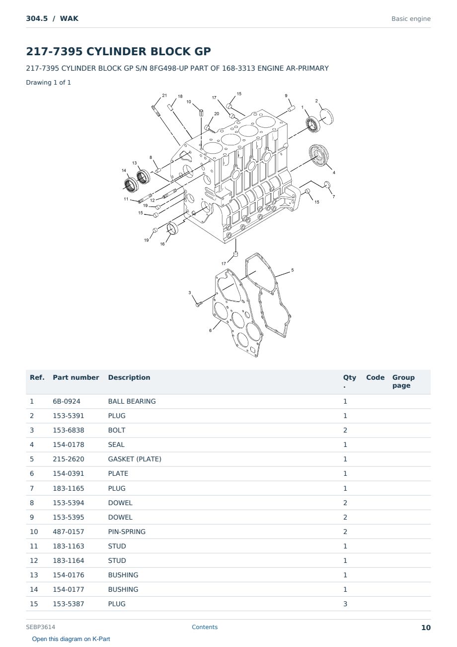 Caterpillar 304.5 S/N WAK Partsbook SEBP3614 (English) - sample page 10 of 10 Caterpillar 304.5 S/N WAK Partsbook SEBP3614 (English) - sample page 10 of 10