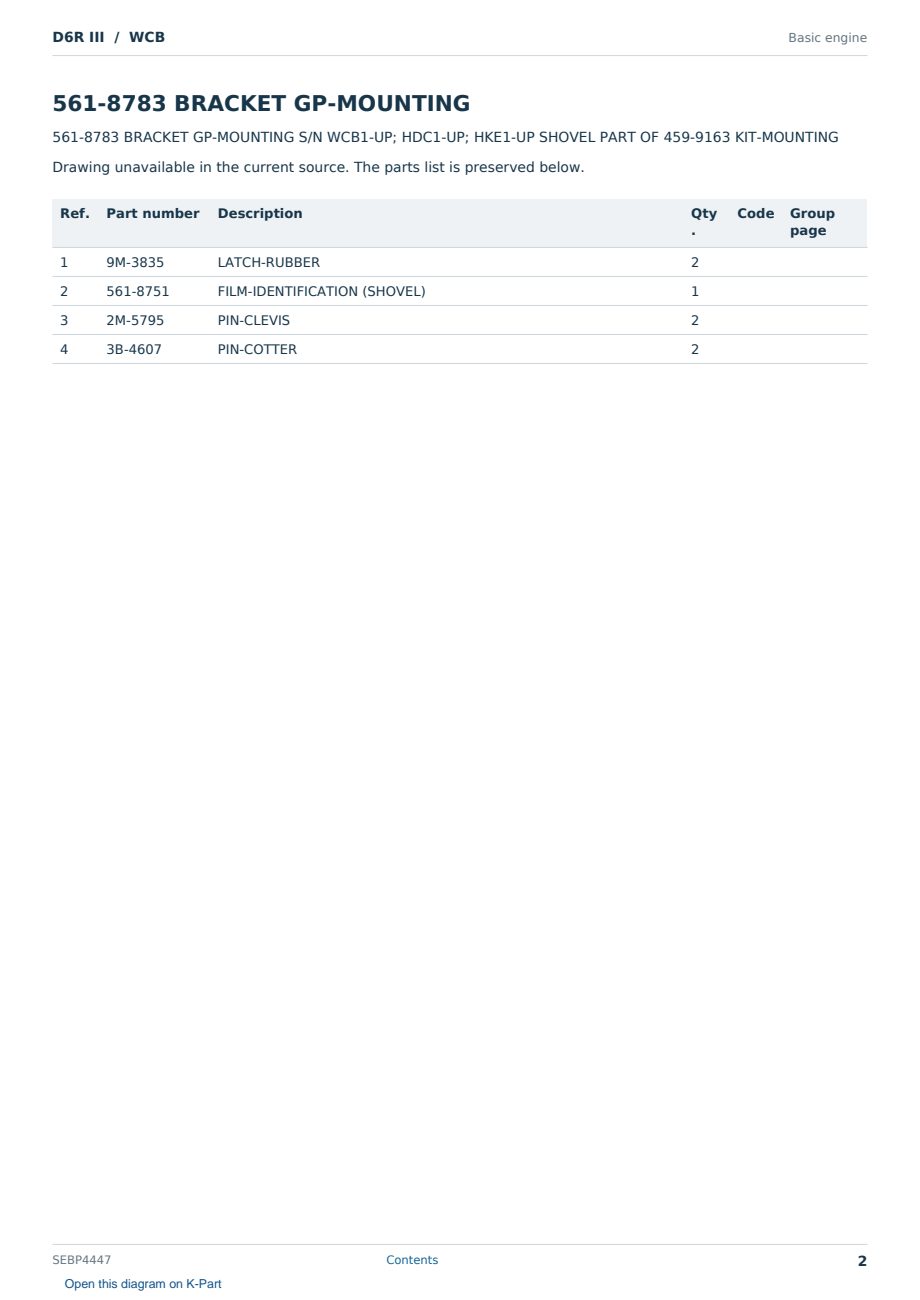 Caterpillar D6R III S/N WCB Partsbook SEBP4447 (English) - sample page 2 of 10 Caterpillar D6R III S/N WCB Partsbook SEBP4447 (English) - sample page 2 of 10