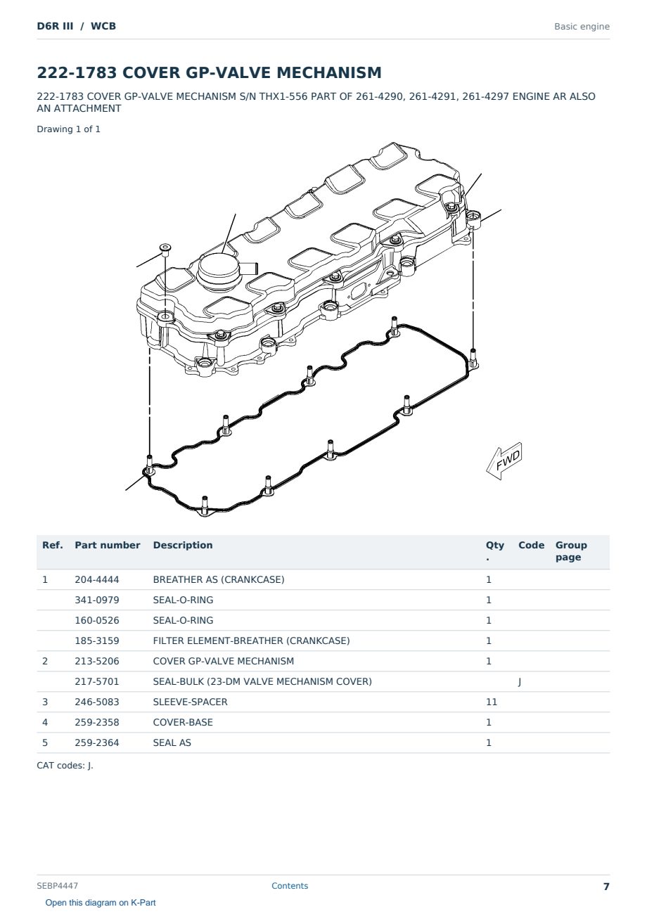 Caterpillar D6R III S/N WCB Partsbook SEBP4447 (English) - sample page 7 of 10 Caterpillar D6R III S/N WCB Partsbook SEBP4447 (English) - sample page 7 of 10