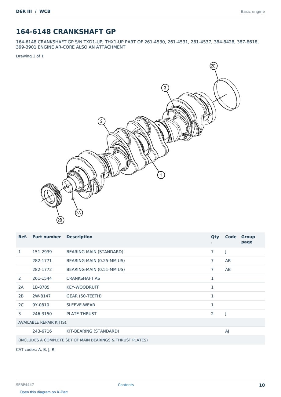 Caterpillar D6R III S/N WCB Partsbook SEBP4447 (English) - sample page 10 of 10 Caterpillar D6R III S/N WCB Partsbook SEBP4447 (English) - sample page 10 of 10