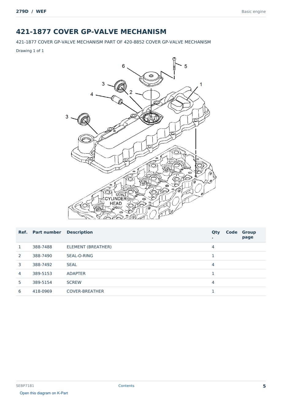 Caterpillar 279D S/N WEF Partsbook SEBP7181 (English) - sample page 5 of 10 Caterpillar 279D S/N WEF Partsbook SEBP7181 (English) - sample page 5 of 10