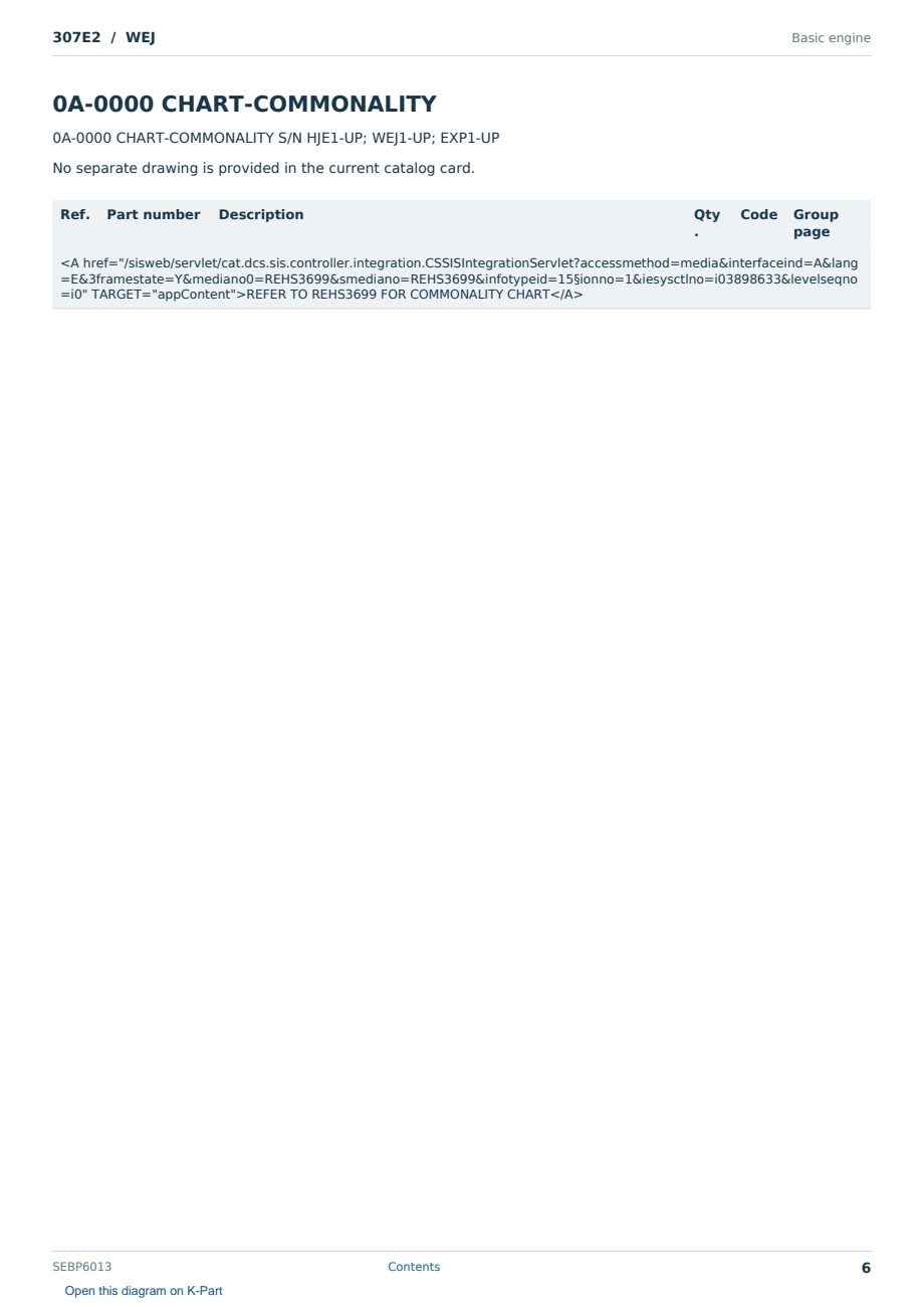 Caterpillar 307E2 S/N WEJ Partsbook SEBP6013 (English) - sample page 6 of 6 Caterpillar 307E2 S/N WEJ Partsbook SEBP6013 (English) - sample page 6 of 6