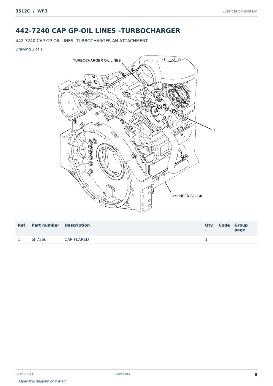 Caterpillar 3512C S/N WF3 Partsbook SEBP6583 (English) - sample page 8 of 10 Caterpillar 3512C S/N WF3 Partsbook SEBP6583 (English) - sample page 8 of 10