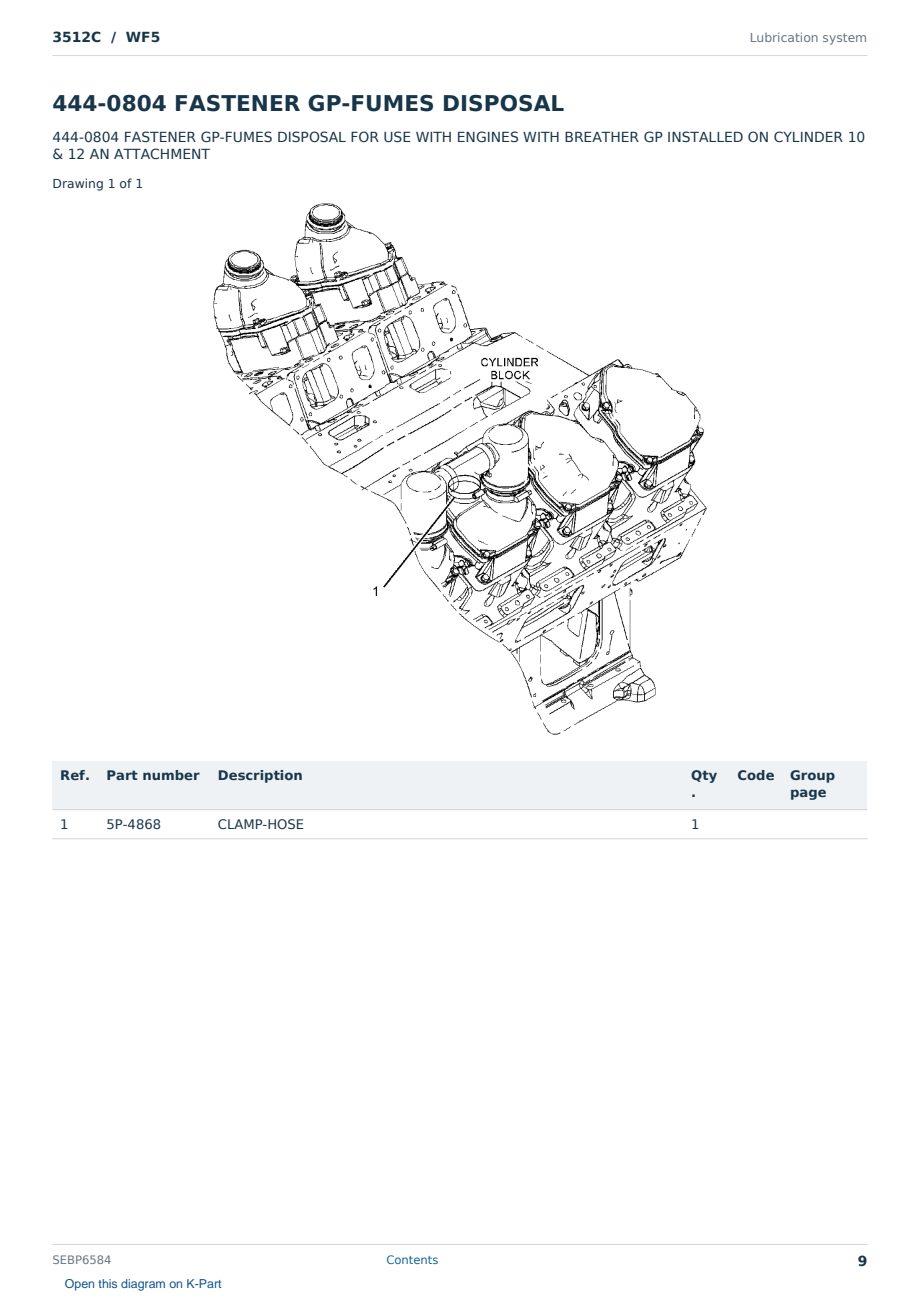 Caterpillar 3512C S/N WF5 Partsbook SEBP6584 (English) - sample page 9 of 10 Caterpillar 3512C S/N WF5 Partsbook SEBP6584 (English) - sample page 9 of 10