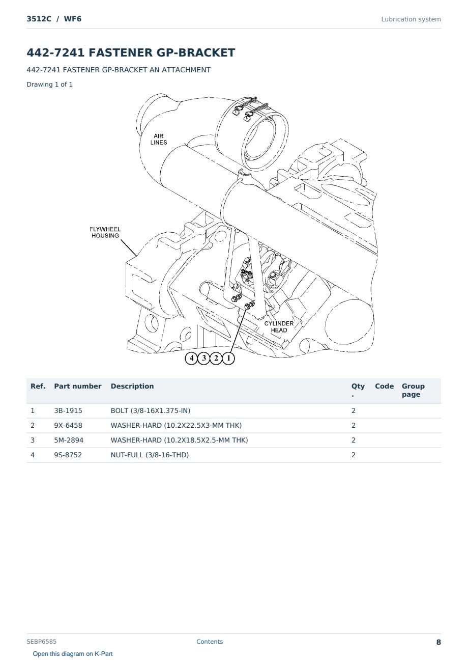 Caterpillar 3512C S/N WF6 Partsbook SEBP6585 (English) - sample page 8 of 10 Caterpillar 3512C S/N WF6 Partsbook SEBP6585 (English) - sample page 8 of 10