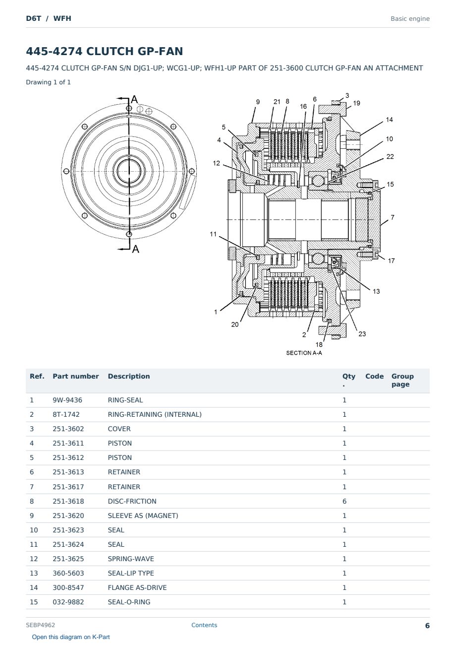 Caterpillar D6T S/N WFH Partsbook SEBP4962 (English) - sample page 6 of 10 Caterpillar D6T S/N WFH Partsbook SEBP4962 (English) - sample page 6 of 10