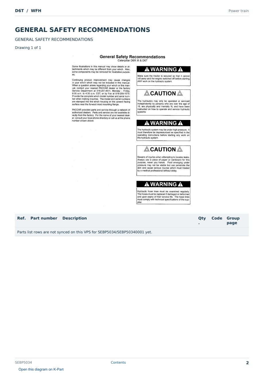 Caterpillar D6T S/N WFH Partsbook SEBP5034 (English) - sample page 2 of 10 Caterpillar D6T S/N WFH Partsbook SEBP5034 (English) - sample page 2 of 10