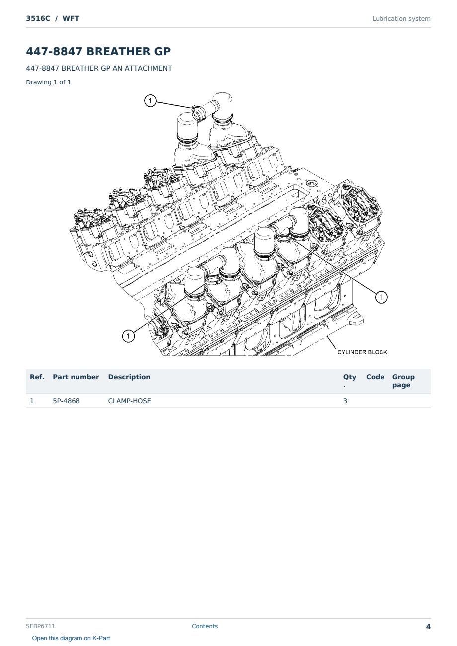 Caterpillar 3516C S/N WFT Partsbook SEBP6711 (English) - sample page 4 of 10 Caterpillar 3516C S/N WFT Partsbook SEBP6711 (English) - sample page 4 of 10