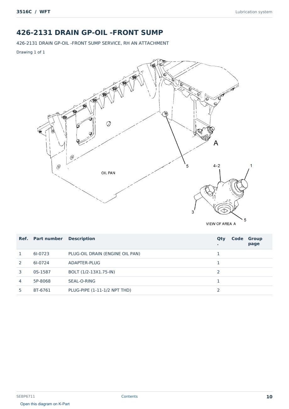 Caterpillar 3516C S/N WFT Partsbook SEBP6711 (English) - sample page 10 of 10 Caterpillar 3516C S/N WFT Partsbook SEBP6711 (English) - sample page 10 of 10