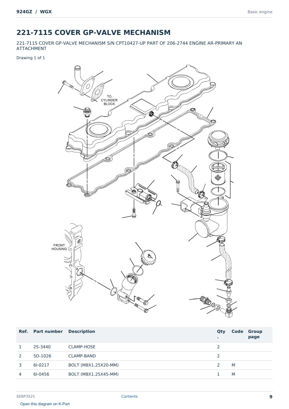 Caterpillar 924GZ S/N WGX Partsbook SEBP3525 (English) - sample page 9 of 10 Caterpillar 924GZ S/N WGX Partsbook SEBP3525 (English) - sample page 9 of 10