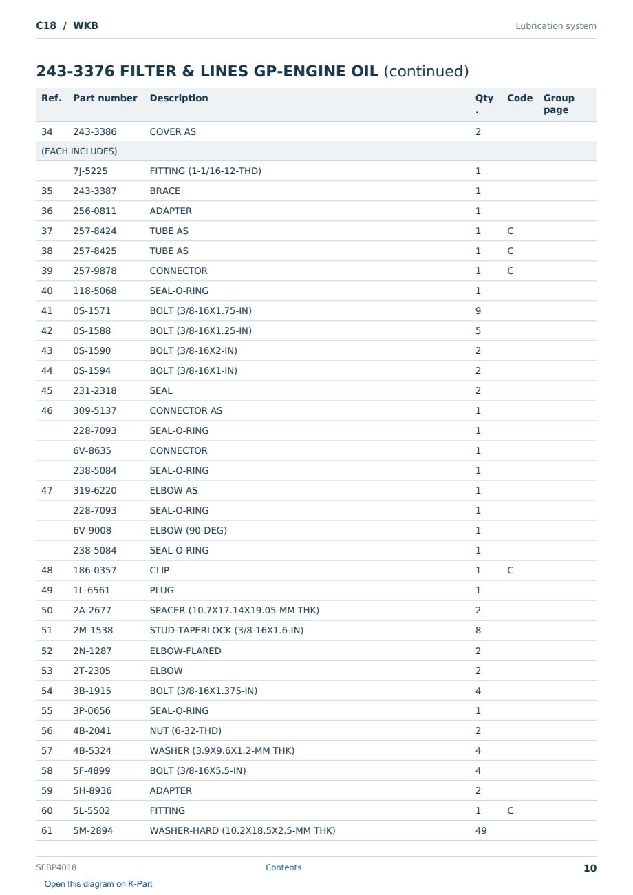 Caterpillar C18 S/N WKB Partsbook SEBP4018 (English) - sample page 10 of 10 Caterpillar C18 S/N WKB Partsbook SEBP4018 (English) - sample page 10 of 10