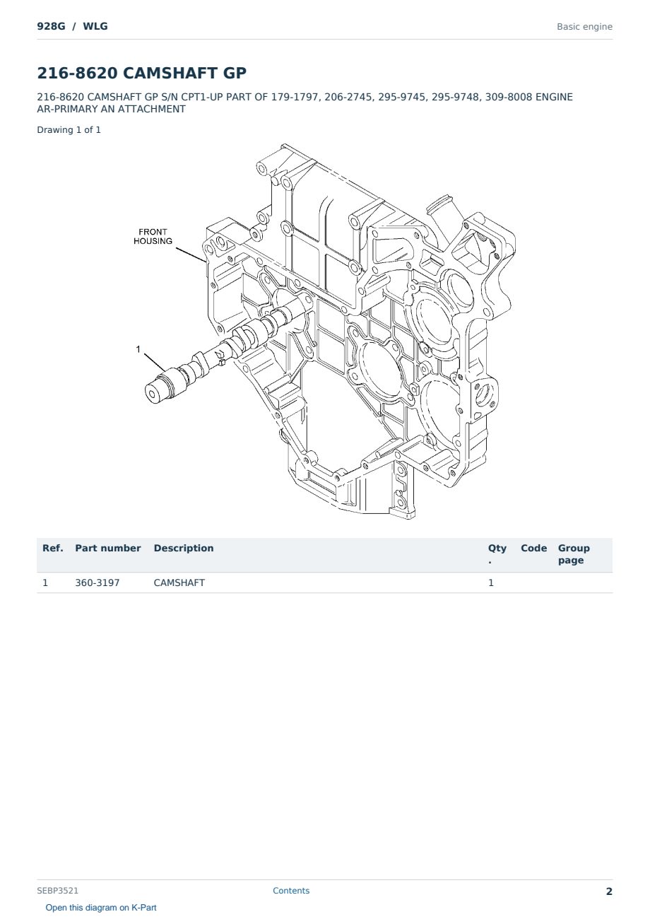 Caterpillar 928G S/N WLG Partsbook SEBP3521 (English) - sample page 2 of 10 Caterpillar 928G S/N WLG Partsbook SEBP3521 (English) - sample page 2 of 10