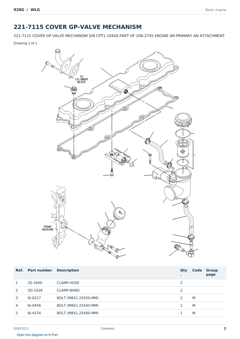 Caterpillar 928G S/N WLG Partsbook SEBP3521 (English) - sample page 7 of 10 Caterpillar 928G S/N WLG Partsbook SEBP3521 (English) - sample page 7 of 10