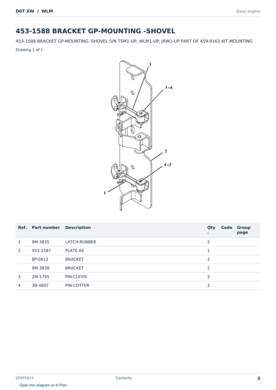 Caterpillar D6T XW S/N WLM Partsbook SEBP5814 (English) - sample page 3 of 10 Caterpillar D6T XW S/N WLM Partsbook SEBP5814 (English) - sample page 3 of 10