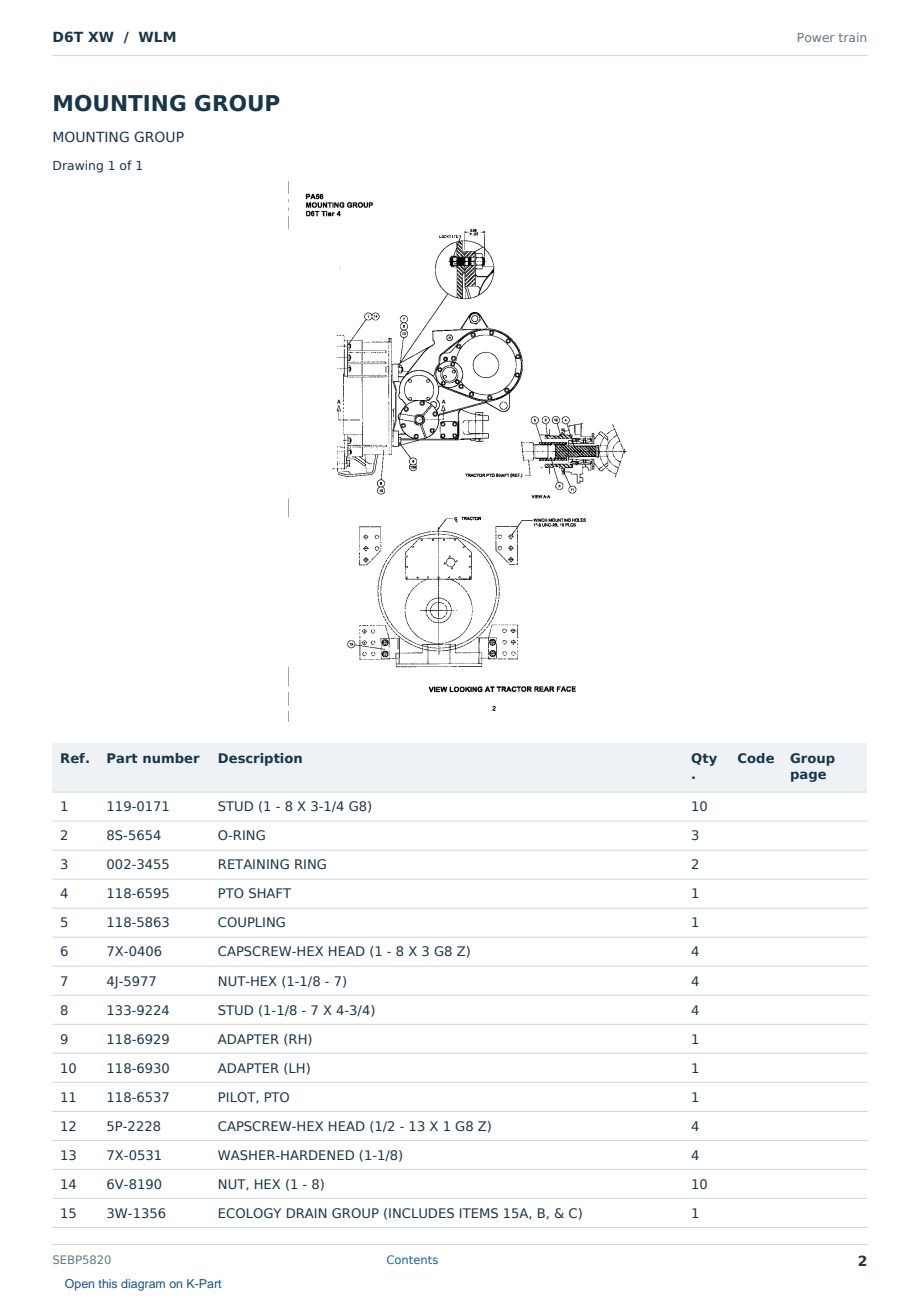Caterpillar D6T XW S/N WLM Partsbook SEBP5820 (English) - sample page 2 of 10 Caterpillar D6T XW S/N WLM Partsbook SEBP5820 (English) - sample page 2 of 10