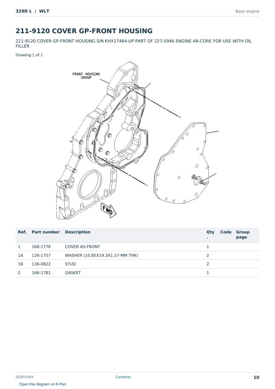Caterpillar 329D L S/N WLT Partsbook SEBP5494 (English) - sample page 10 of 10 Caterpillar 329D L S/N WLT Partsbook SEBP5494 (English) - sample page 10 of 10