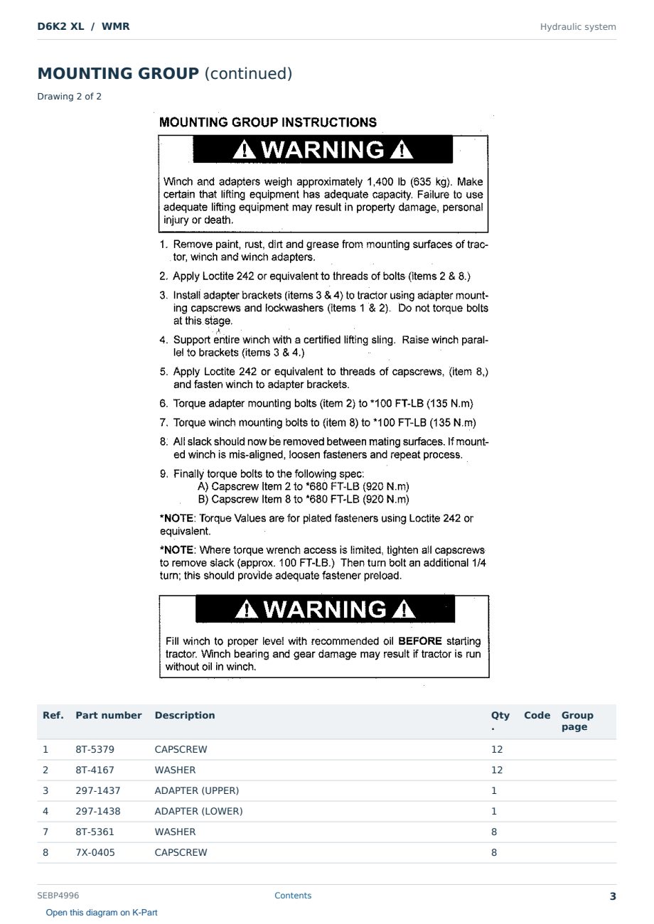 Caterpillar D6K2 XL S/N WMR Partsbook SEBP4996 (English) - sample page 3 of 10 Caterpillar D6K2 XL S/N WMR Partsbook SEBP4996 (English) - sample page 3 of 10