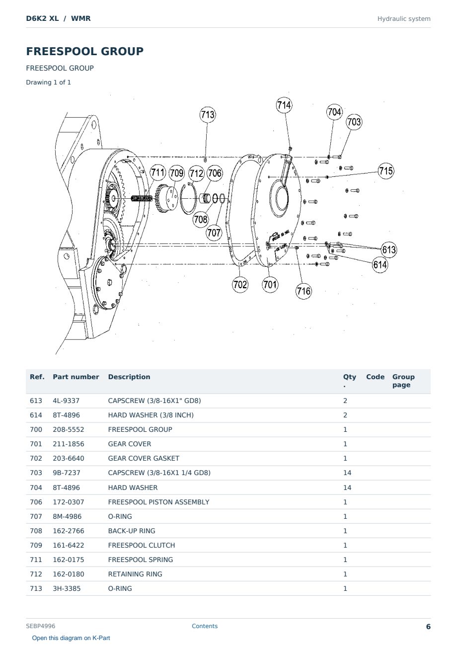 Caterpillar D6K2 XL S/N WMR Partsbook SEBP4996 (English) - sample page 6 of 10 Caterpillar D6K2 XL S/N WMR Partsbook SEBP4996 (English) - sample page 6 of 10