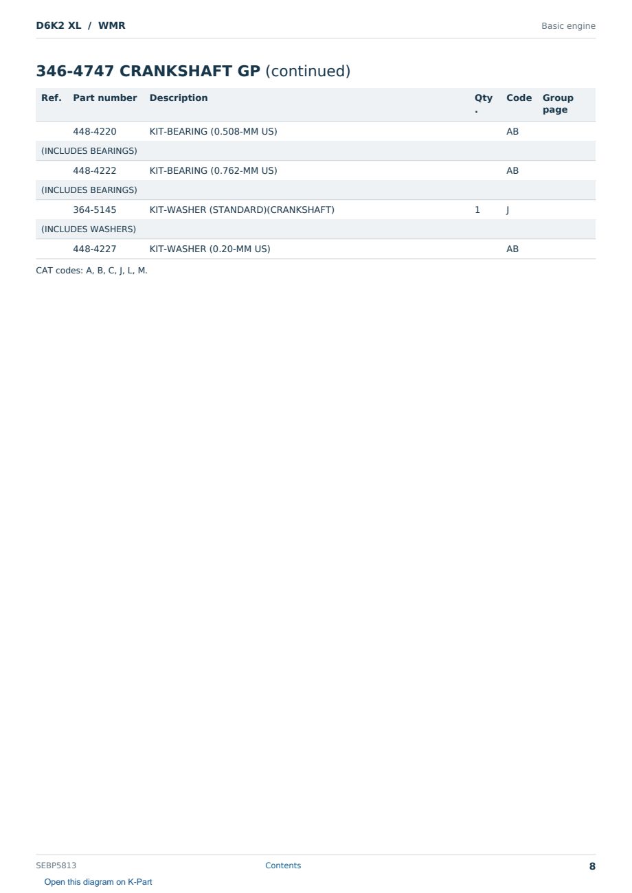 Caterpillar D6K2 XL S/N WMR Partsbook SEBP5813 (English) - sample page 8 of 10 Caterpillar D6K2 XL S/N WMR Partsbook SEBP5813 (English) - sample page 8 of 10