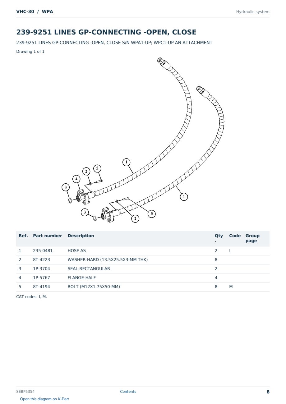 Caterpillar VHC-30 S/N WPA Partsbook SEBP5354 (English) - sample page 8 of 10 Caterpillar VHC-30 S/N WPA Partsbook SEBP5354 (English) - sample page 8 of 10