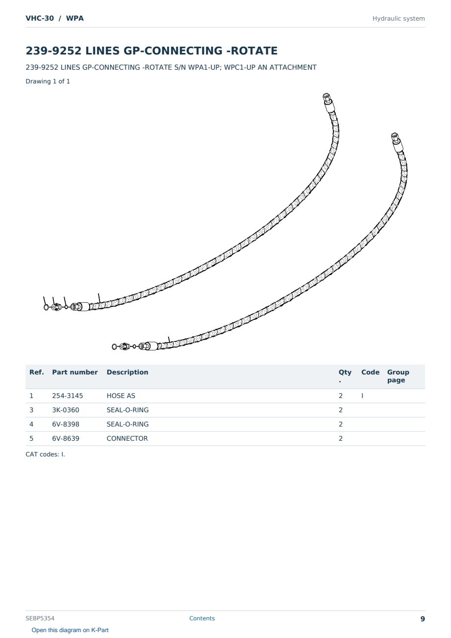 Caterpillar VHC-30 S/N WPA Partsbook SEBP5354 (English) - sample page 9 of 10 Caterpillar VHC-30 S/N WPA Partsbook SEBP5354 (English) - sample page 9 of 10