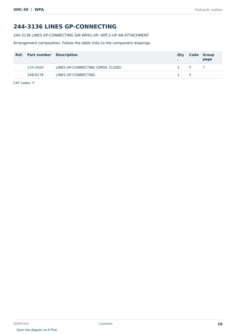 Caterpillar VHC-30 S/N WPA Partsbook SEBP5354 (English) - sample page 10 of 10 Caterpillar VHC-30 S/N WPA Partsbook SEBP5354 (English) - sample page 10 of 10