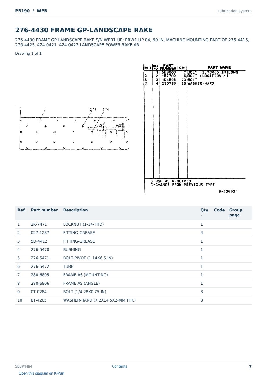 Caterpillar PR190 S/N WPB Partsbook SEBP4494 (English) - sample page 7 of 10 Caterpillar PR190 S/N WPB Partsbook SEBP4494 (English) - sample page 7 of 10
