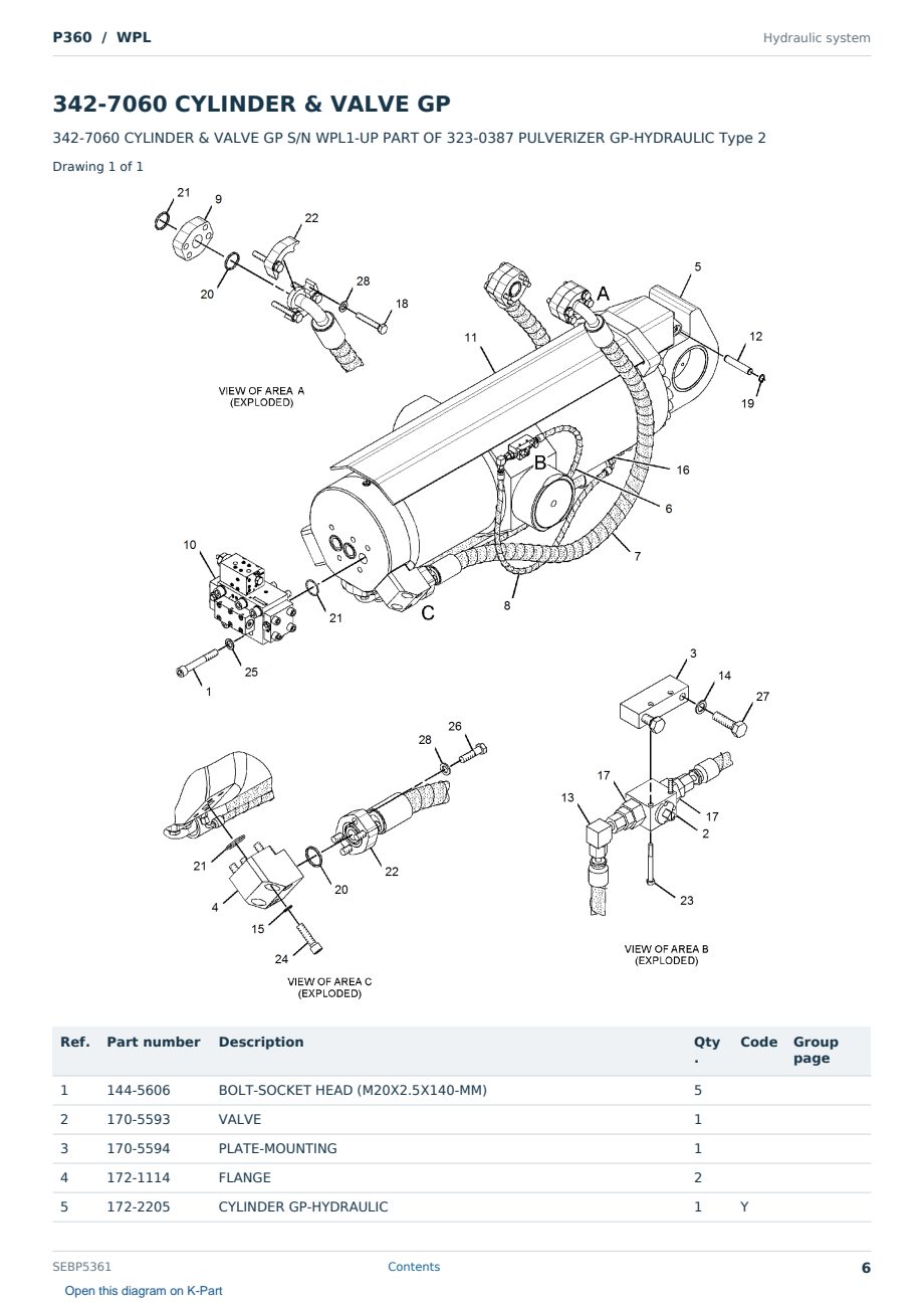Caterpillar P360 S/N WPL Partsbook SEBP5361 (English) - sample page 6 of 10 Caterpillar P360 S/N WPL Partsbook SEBP5361 (English) - sample page 6 of 10
