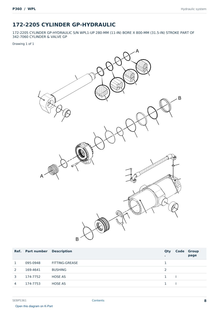 Caterpillar P360 S/N WPL Partsbook SEBP5361 (English) - sample page 8 of 10 Caterpillar P360 S/N WPL Partsbook SEBP5361 (English) - sample page 8 of 10