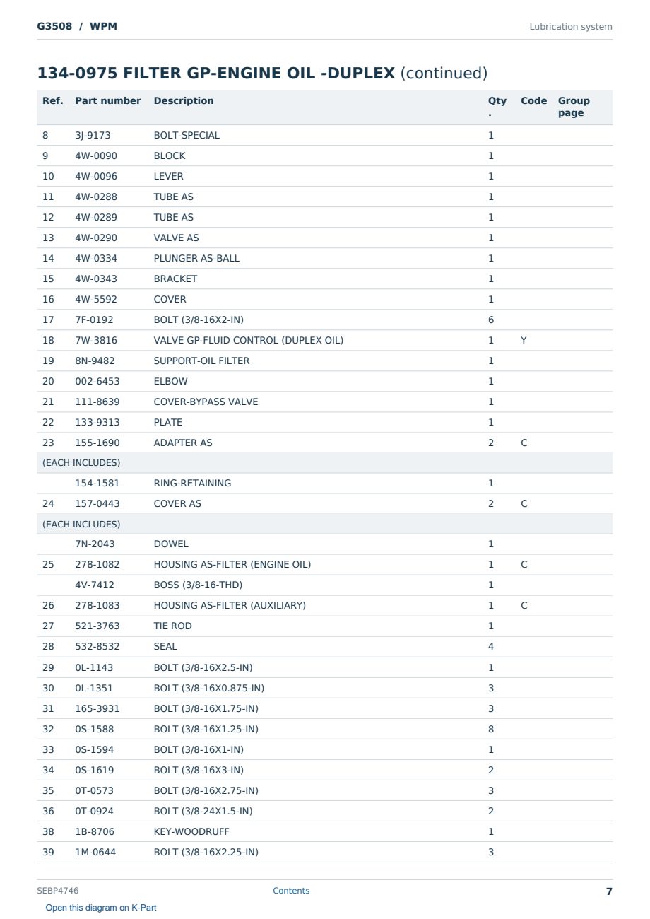 Caterpillar G3508 S/N WPM Partsbook SEBP4746 (English) - sample page 7 of 10 Caterpillar G3508 S/N WPM Partsbook SEBP4746 (English) - sample page 7 of 10