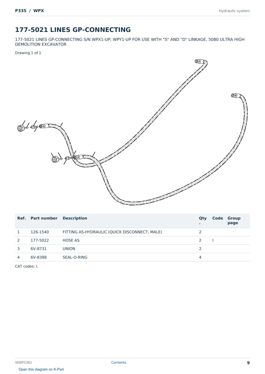 Caterpillar P335 S/N WPX Partsbook SEBP5361 (English) - sample page 9 of 10 Caterpillar P335 S/N WPX Partsbook SEBP5361 (English) - sample page 9 of 10