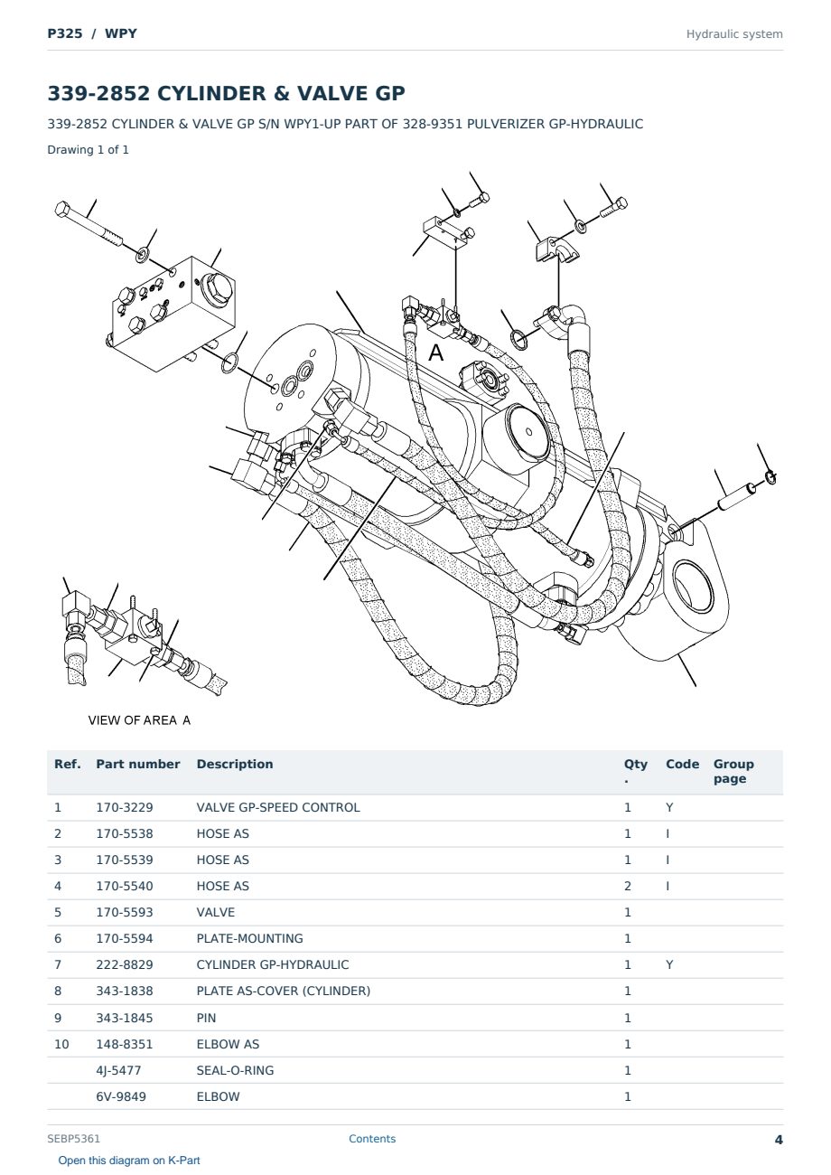 Caterpillar P325 S/N WPY Partsbook SEBP5361 (English) - sample page 4 of 10 Caterpillar P325 S/N WPY Partsbook SEBP5361 (English) - sample page 4 of 10