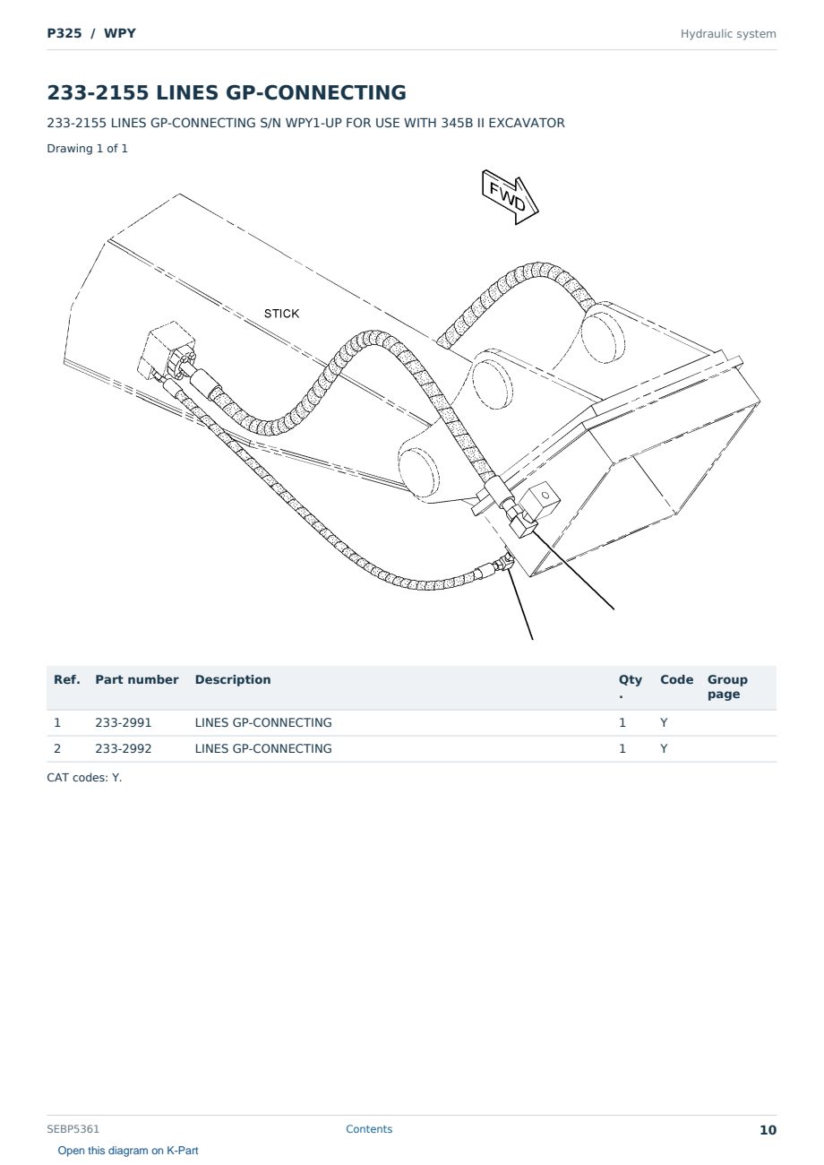 Caterpillar P325 S/N WPY Partsbook SEBP5361 (English) - sample page 10 of 10 Caterpillar P325 S/N WPY Partsbook SEBP5361 (English) - sample page 10 of 10