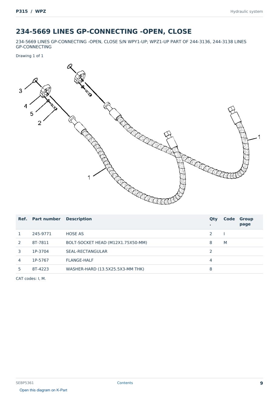 Caterpillar P315 S/N WPZ Partsbook SEBP5361 (English) - sample page 9 of 10 Caterpillar P315 S/N WPZ Partsbook SEBP5361 (English) - sample page 9 of 10