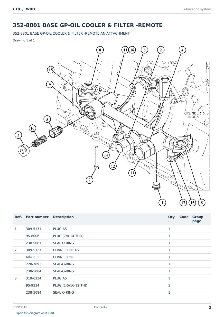 Caterpillar C18 S/N WRH Partsbook SEBP3816 (English) - sample page 2 of 10 Caterpillar C18 S/N WRH Partsbook SEBP3816 (English) - sample page 2 of 10