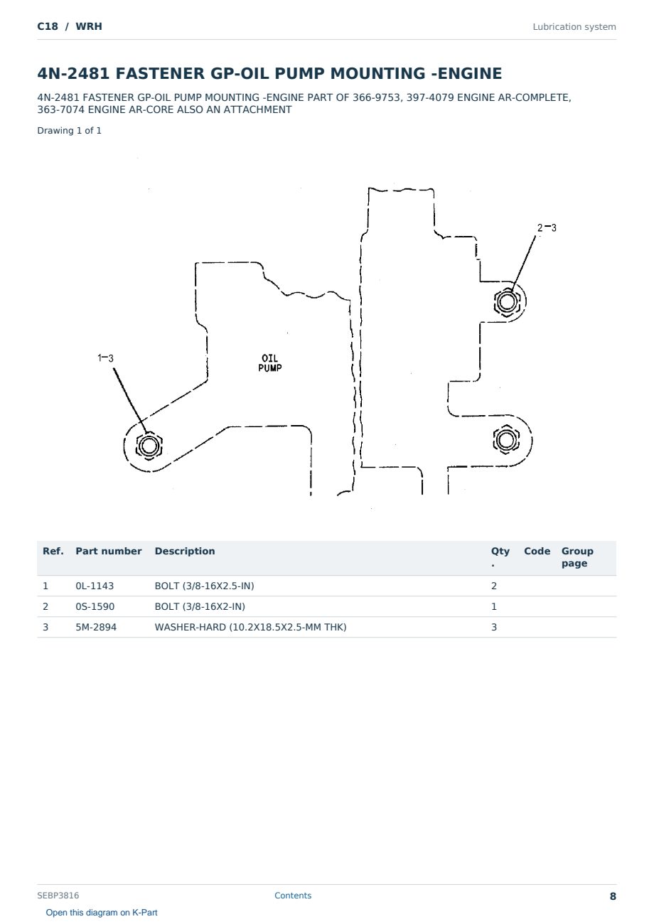 Caterpillar C18 S/N WRH Partsbook SEBP3816 (English) - sample page 8 of 10 Caterpillar C18 S/N WRH Partsbook SEBP3816 (English) - sample page 8 of 10