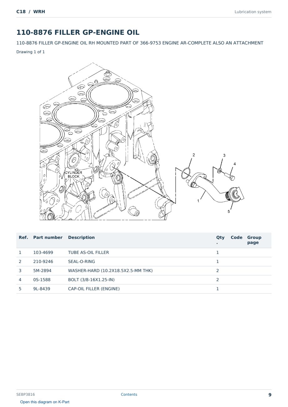 Caterpillar C18 S/N WRH Partsbook SEBP3816 (English) - sample page 9 of 10 Caterpillar C18 S/N WRH Partsbook SEBP3816 (English) - sample page 9 of 10