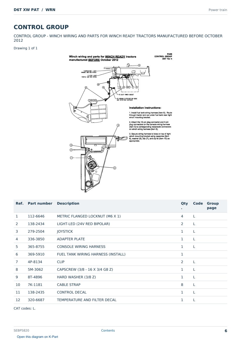 Caterpillar D6T XW PAT S/N WRN Partsbook SEBP5820 (English) - sample page 6 of 10 Caterpillar D6T XW PAT S/N WRN Partsbook SEBP5820 (English) - sample page 6 of 10
