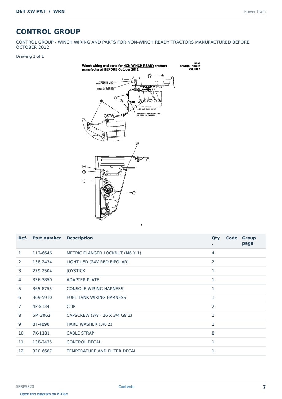 Caterpillar D6T XW PAT S/N WRN Partsbook SEBP5820 (English) - sample page 7 of 10 Caterpillar D6T XW PAT S/N WRN Partsbook SEBP5820 (English) - sample page 7 of 10