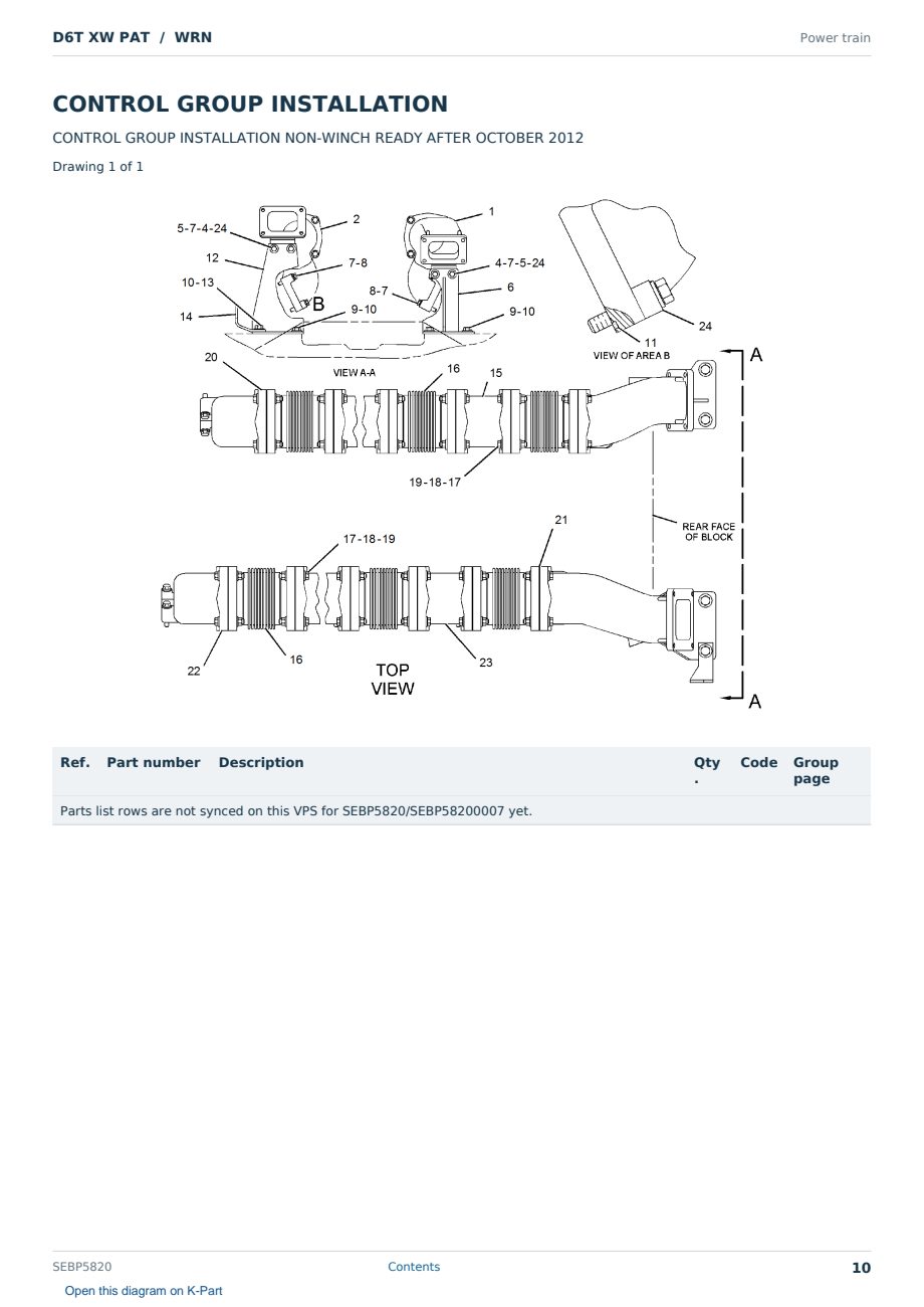 Caterpillar D6T XW PAT S/N WRN Partsbook SEBP5820 (English) - sample page 10 of 10 Caterpillar D6T XW PAT S/N WRN Partsbook SEBP5820 (English) - sample page 10 of 10