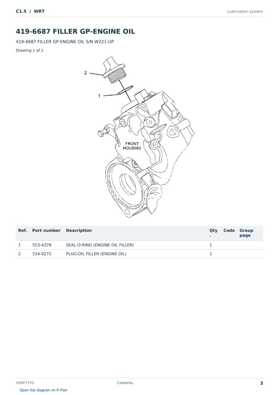 Caterpillar C1.5 S/N WRT Partsbook SEBP7370 (English) - sample page 3 of 10 Caterpillar C1.5 S/N WRT Partsbook SEBP7370 (English) - sample page 3 of 10