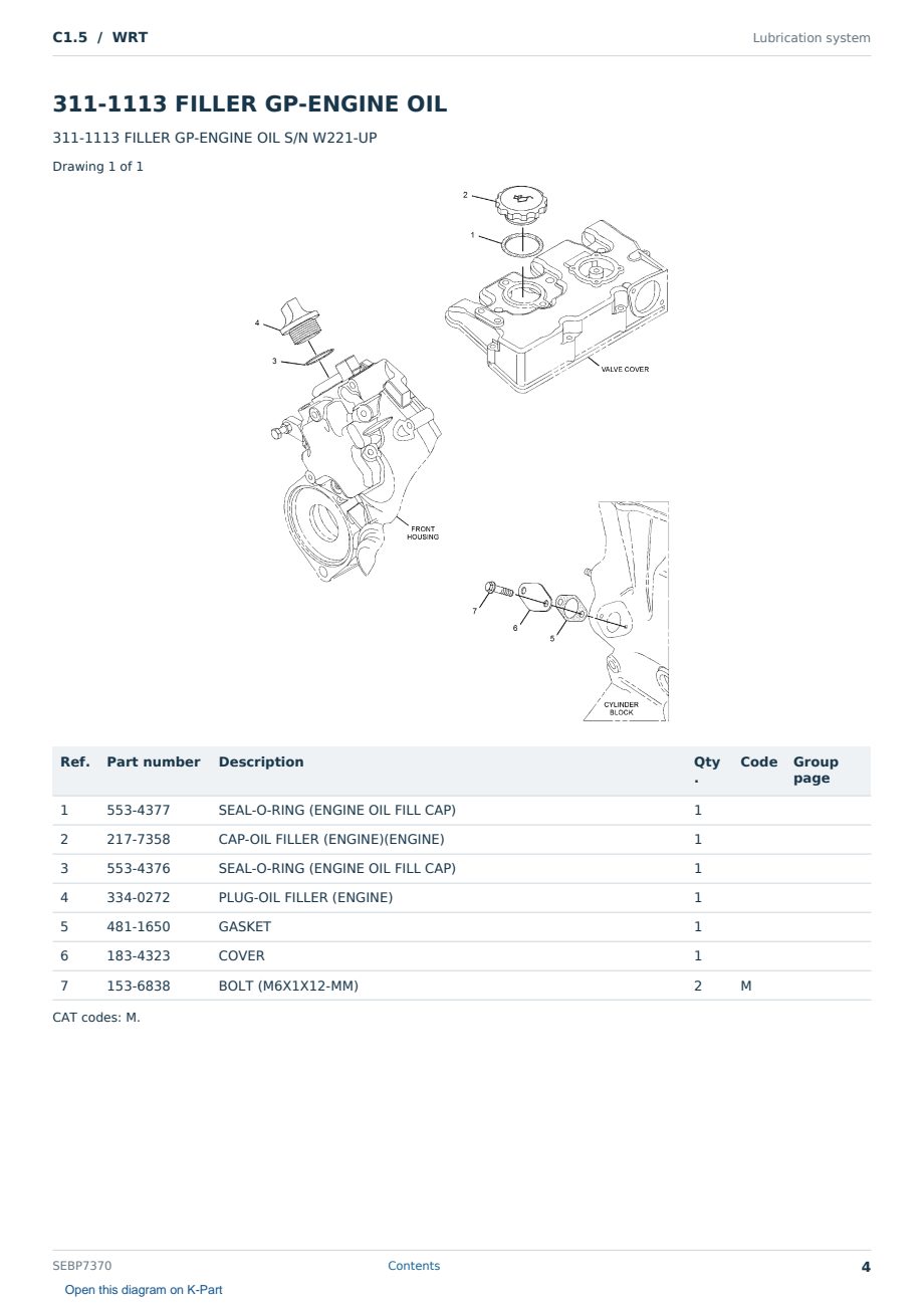 Caterpillar C1.5 S/N WRT Partsbook SEBP7370 (English) - sample page 4 of 10 Caterpillar C1.5 S/N WRT Partsbook SEBP7370 (English) - sample page 4 of 10