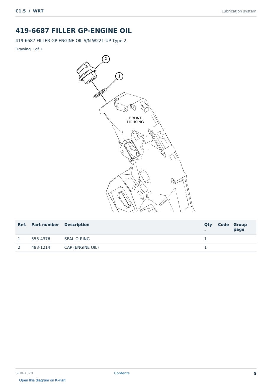 Caterpillar C1.5 S/N WRT Partsbook SEBP7370 (English) - sample page 5 of 10 Caterpillar C1.5 S/N WRT Partsbook SEBP7370 (English) - sample page 5 of 10