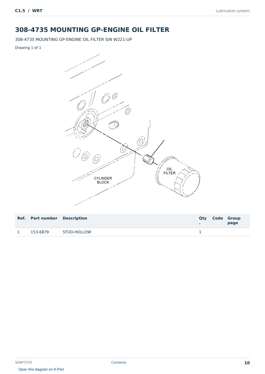 Caterpillar C1.5 S/N WRT Partsbook SEBP7370 (English) - sample page 10 of 10 Caterpillar C1.5 S/N WRT Partsbook SEBP7370 (English) - sample page 10 of 10