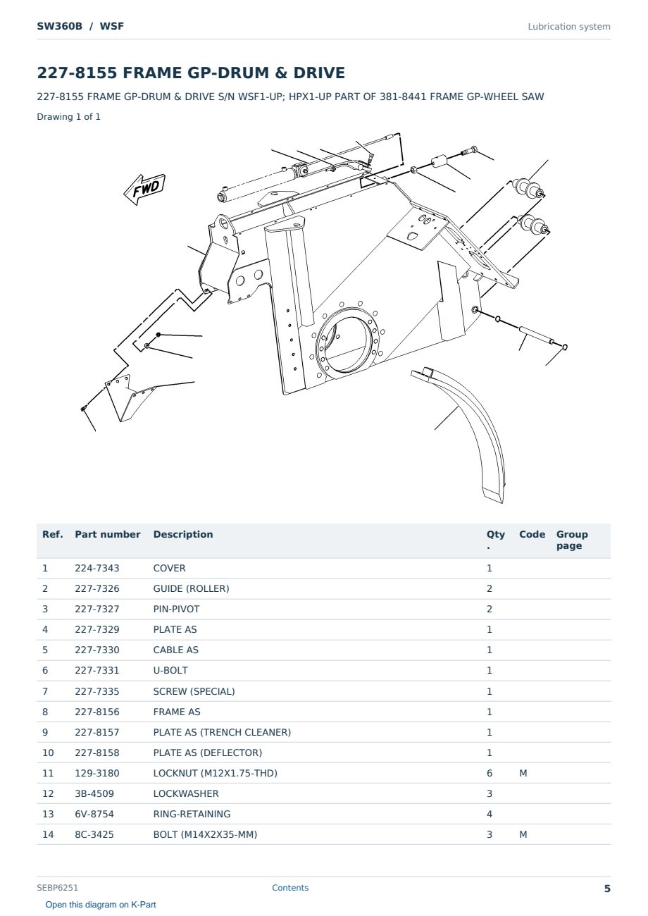 Caterpillar SW360B S/N WSF Partsbook SEBP6251 (English) - sample page 5 of 10 Caterpillar SW360B S/N WSF Partsbook SEBP6251 (English) - sample page 5 of 10