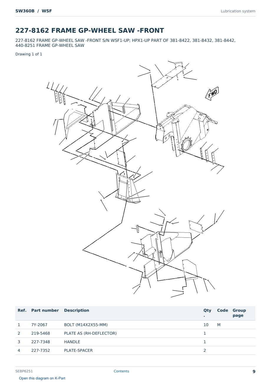 Caterpillar SW360B S/N WSF Partsbook SEBP6251 (English) - sample page 9 of 10 Caterpillar SW360B S/N WSF Partsbook SEBP6251 (English) - sample page 9 of 10