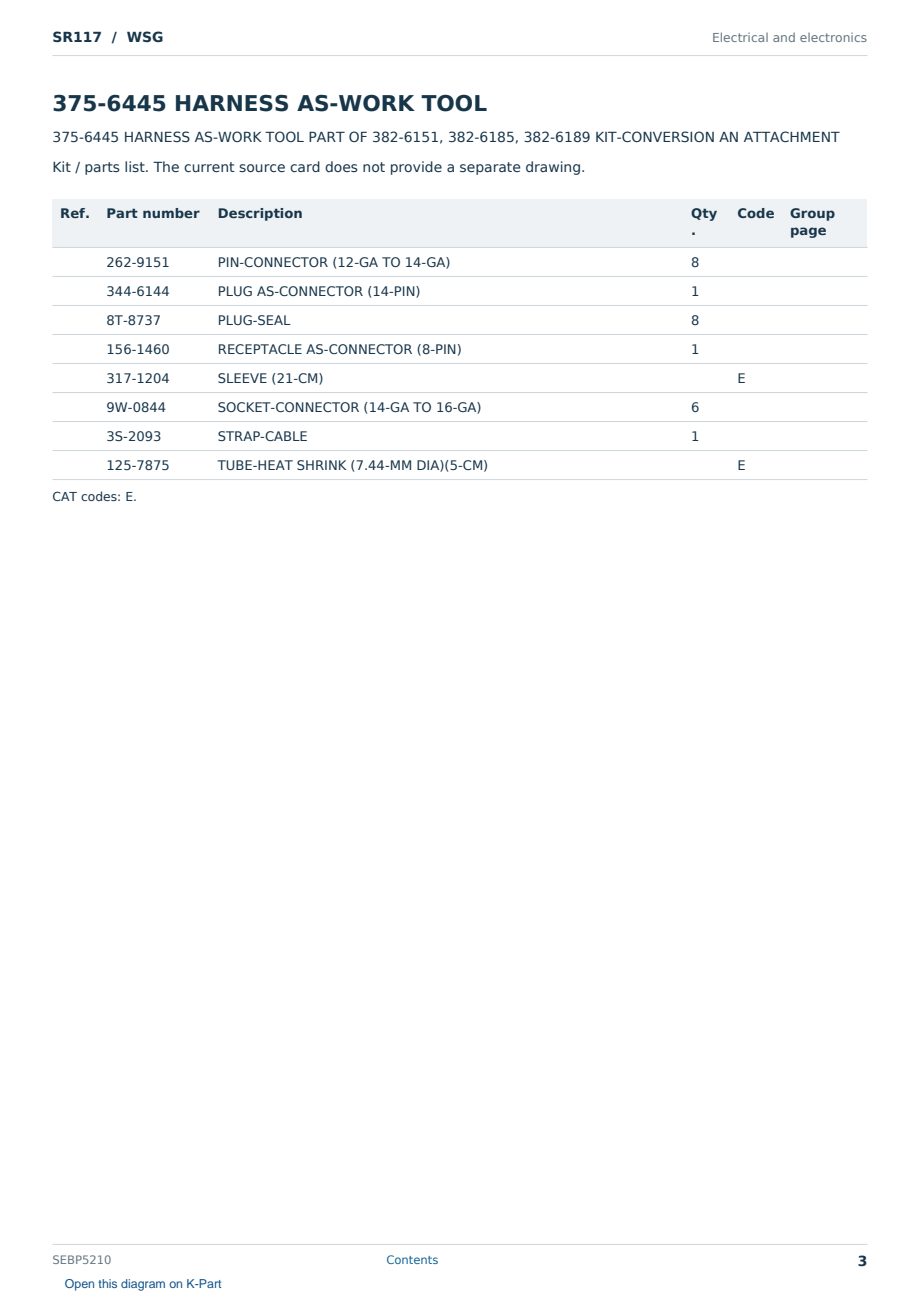Caterpillar SR117 S/N WSG Partsbook SEBP5210 (English) - sample page 3 of 10 Caterpillar SR117 S/N WSG Partsbook SEBP5210 (English) - sample page 3 of 10
