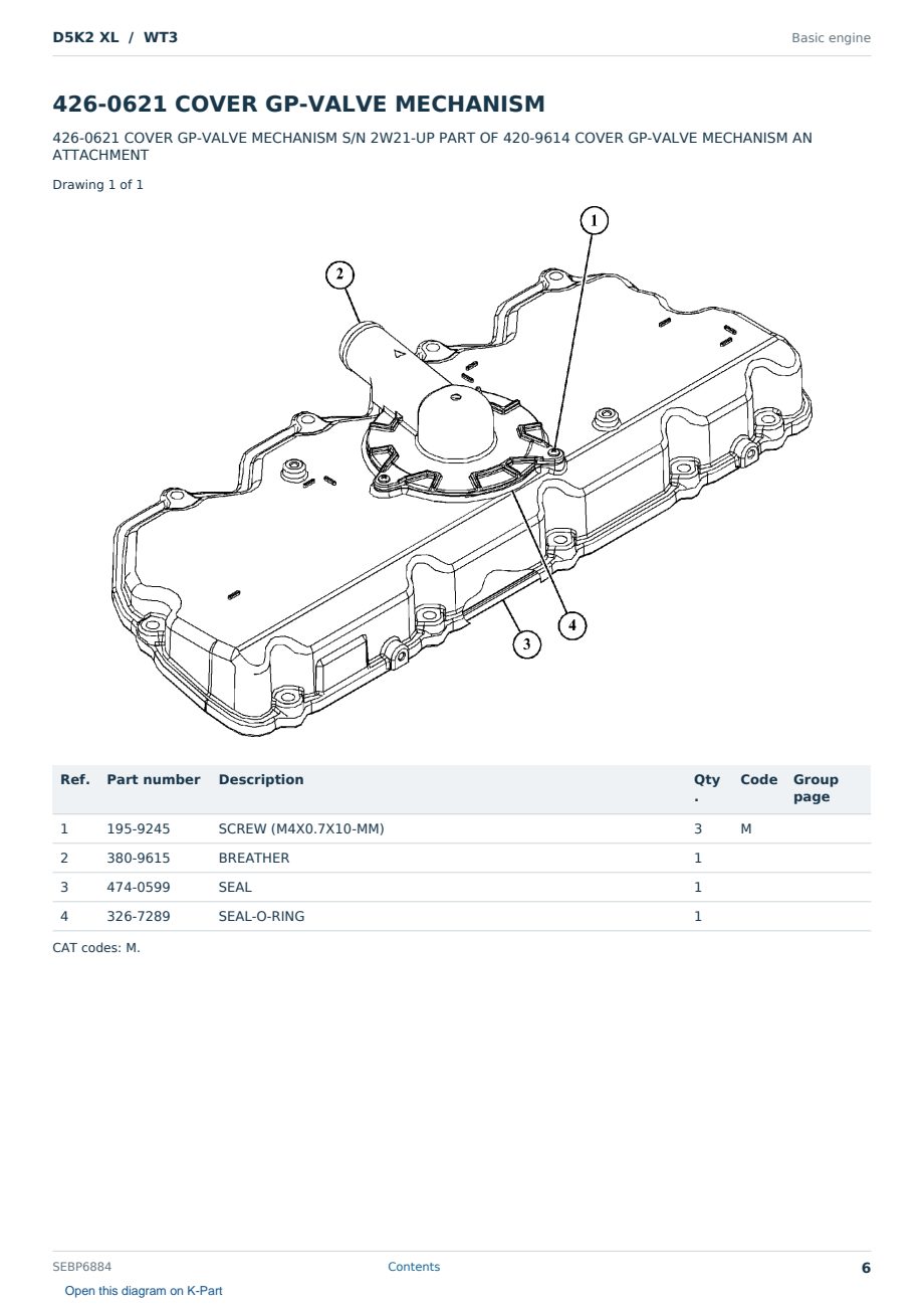 Caterpillar D5K2 XL S/N WT3 Partsbook SEBP6884 (English) - sample page 6 of 10 Caterpillar D5K2 XL S/N WT3 Partsbook SEBP6884 (English) - sample page 6 of 10