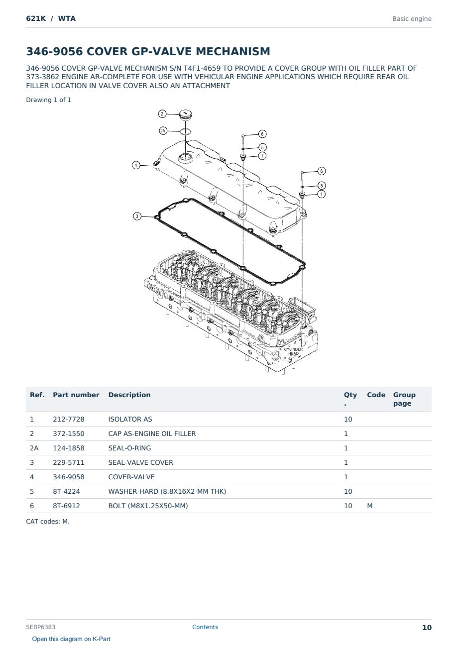 Caterpillar 621K S/N WTA Partsbook SEBP6383 (English) - sample page 10 of 10 Caterpillar 621K S/N WTA Partsbook SEBP6383 (English) - sample page 10 of 10
